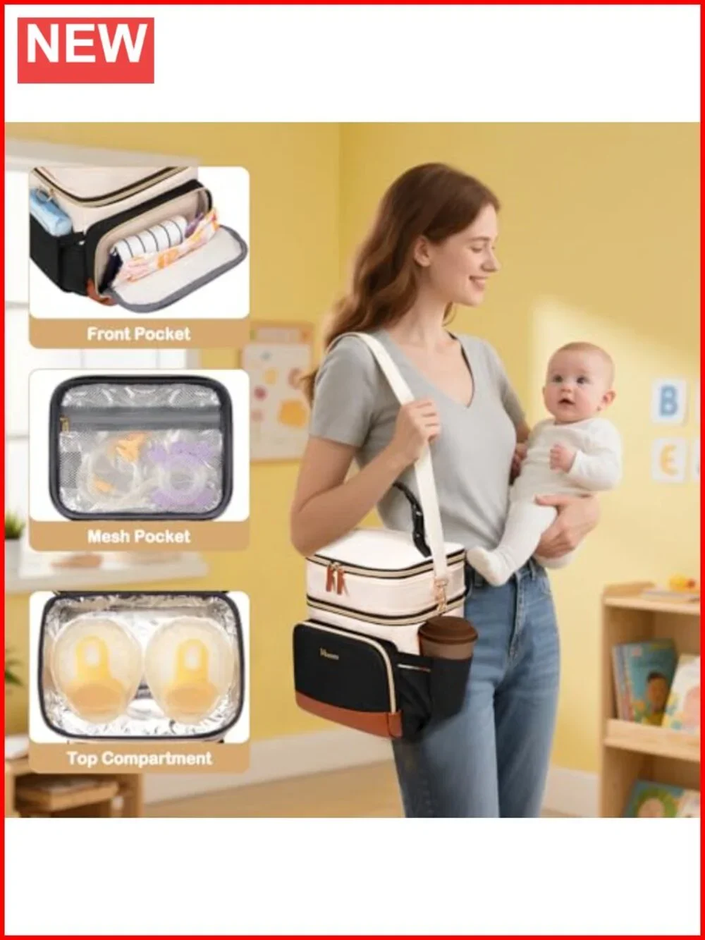Mancro Expandable Insulated Breast Milk Cooler Bag with Ice Pack